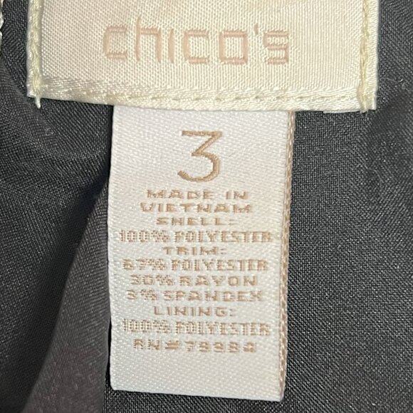 #209 Chico's Black White Zig-Zag Patterned Dress Jacket Blazer Size 3 (16) - Picture 7 of 8